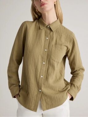 Quince Olive Green Button-Down Shirt